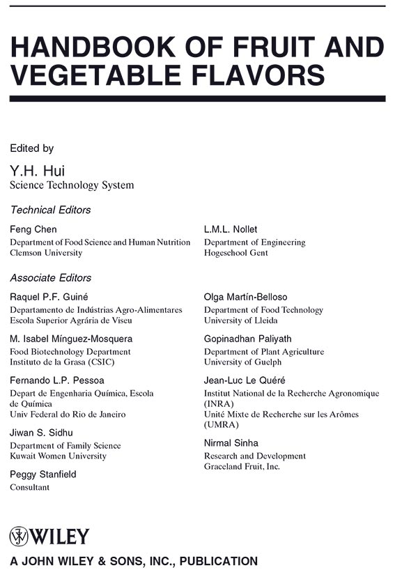 کتاب Handbook of Fruit and Vegetable Flavors